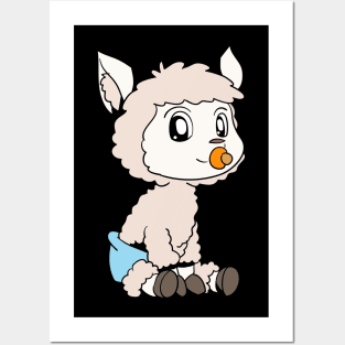 Kawaii Baby Llama Posters and Art